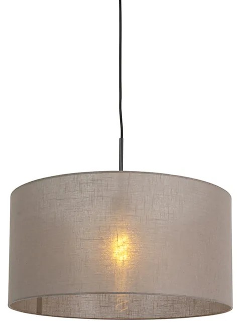 Candeeiro de suspensão rústico preto com cúpula bege 50 cm - Combi 1 Moderno