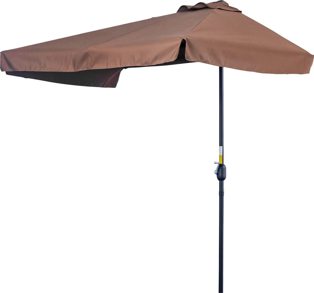 Meio guarda-sol - guarda-sol de varanda com 5 suportes metálicos, 2,3 x 1,3 x 2,49 m, poliéster de alta densidade, cor chocolate