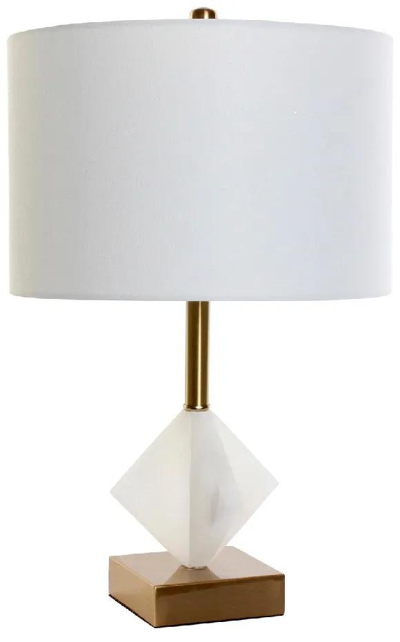 Lâmpada de Mesa DKD Home Decor Branco Algodão Metal Mármore Dourado (38 x 38 x 61 cm)