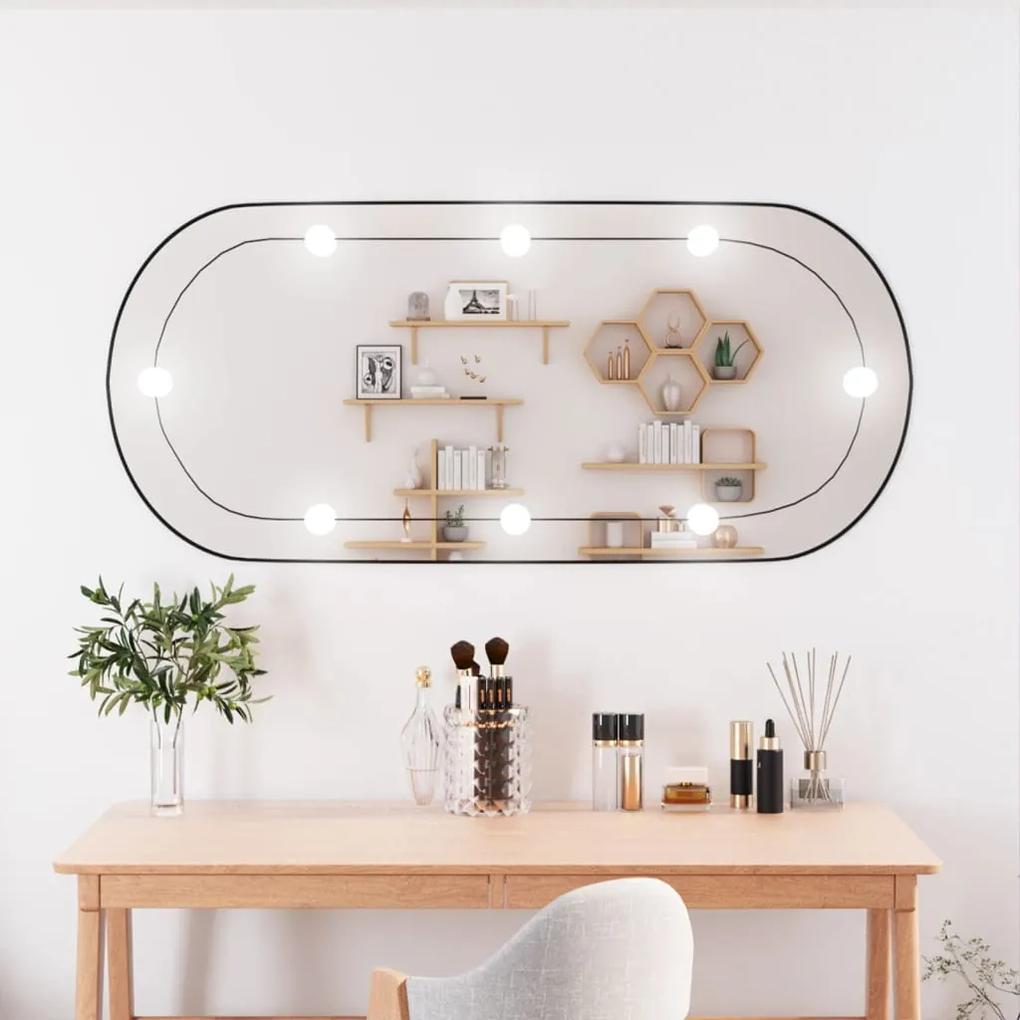 Espelho de parede oval com luzes LED 45x100 cm vidro