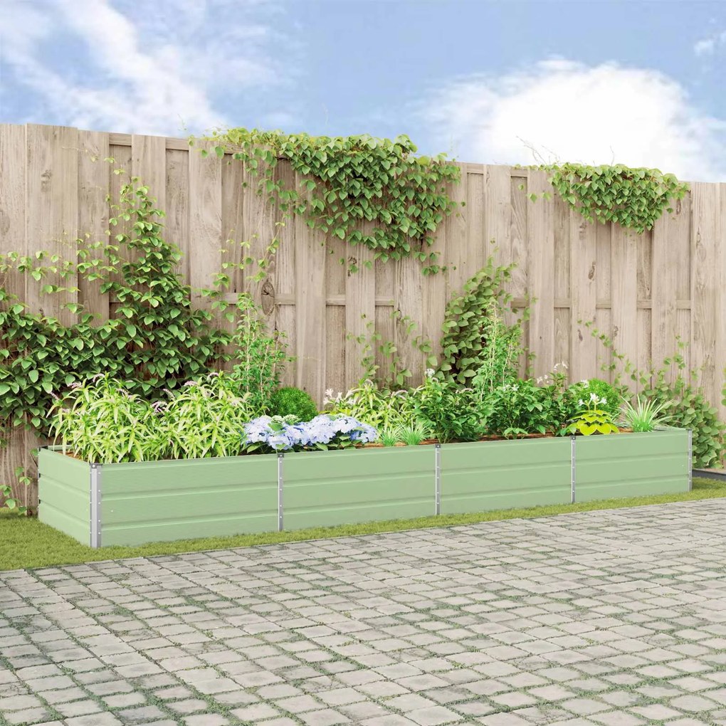 vidaXL Floreira Verde Pastel 195 x 100 x 45 cm Aço Galvanizado