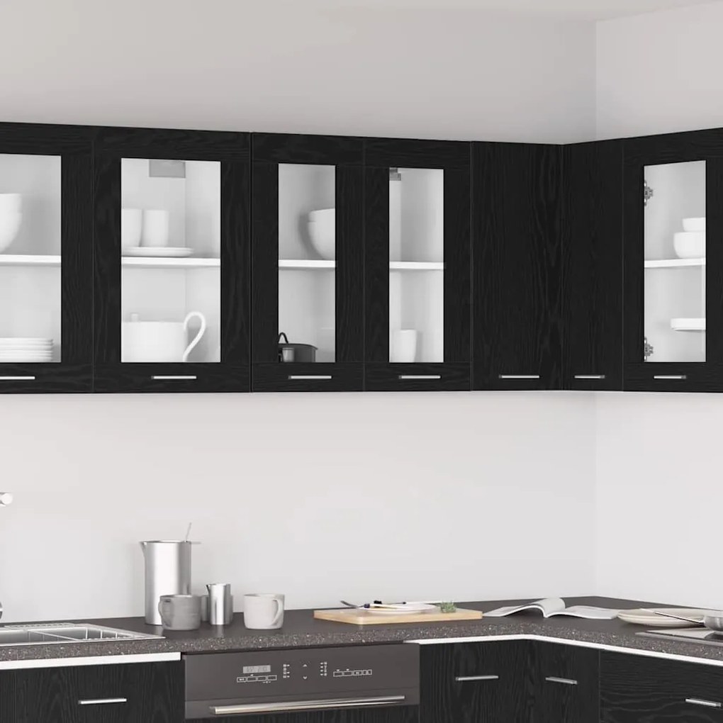 Cabide de Vidro Suspenso em Carvalho Preto - 60x31x60 cm, Feito de Mad