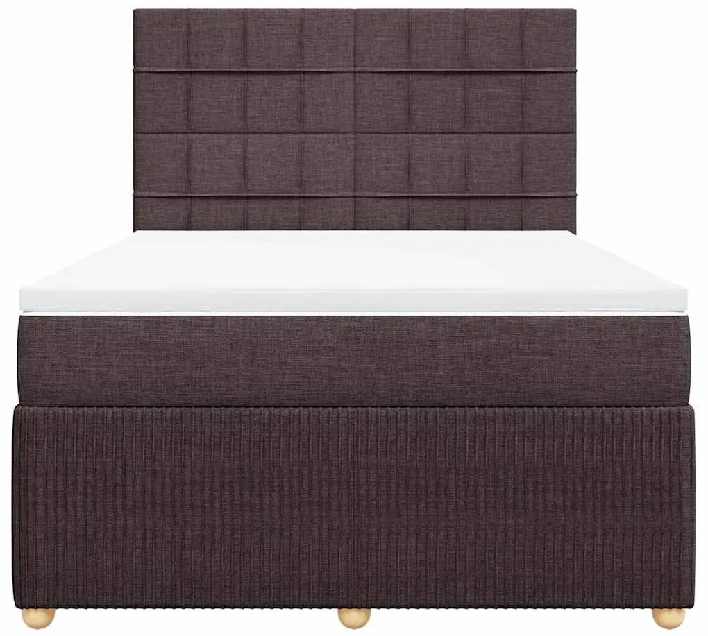 Cama com molas/colchão 140x200 cm tecido castanho-escuro