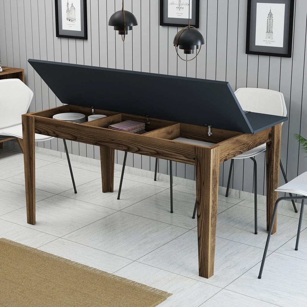 Mesa de Jantar Milan500 – Nogueira e Antracite – 145x75x88 cm