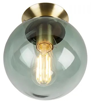 Candeeiro de teto Art Deco em latão com vidro verde - Pallon Art Deco