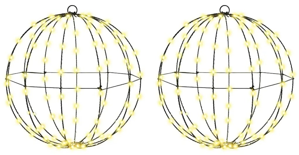 vidaXL Bola com 192 LEDs 2 pcs Branco quente 43,5 cm Metal