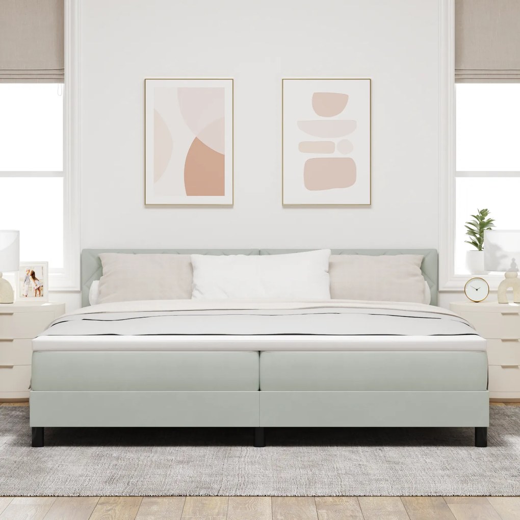 Cama Box Spring com Colchão vidaXL Cinza Claro 200x200 cm Veludo
