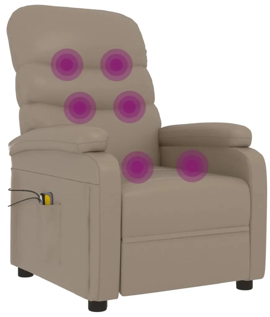 Poltrona massagens reclinável elétrica couro artif. cappuccino