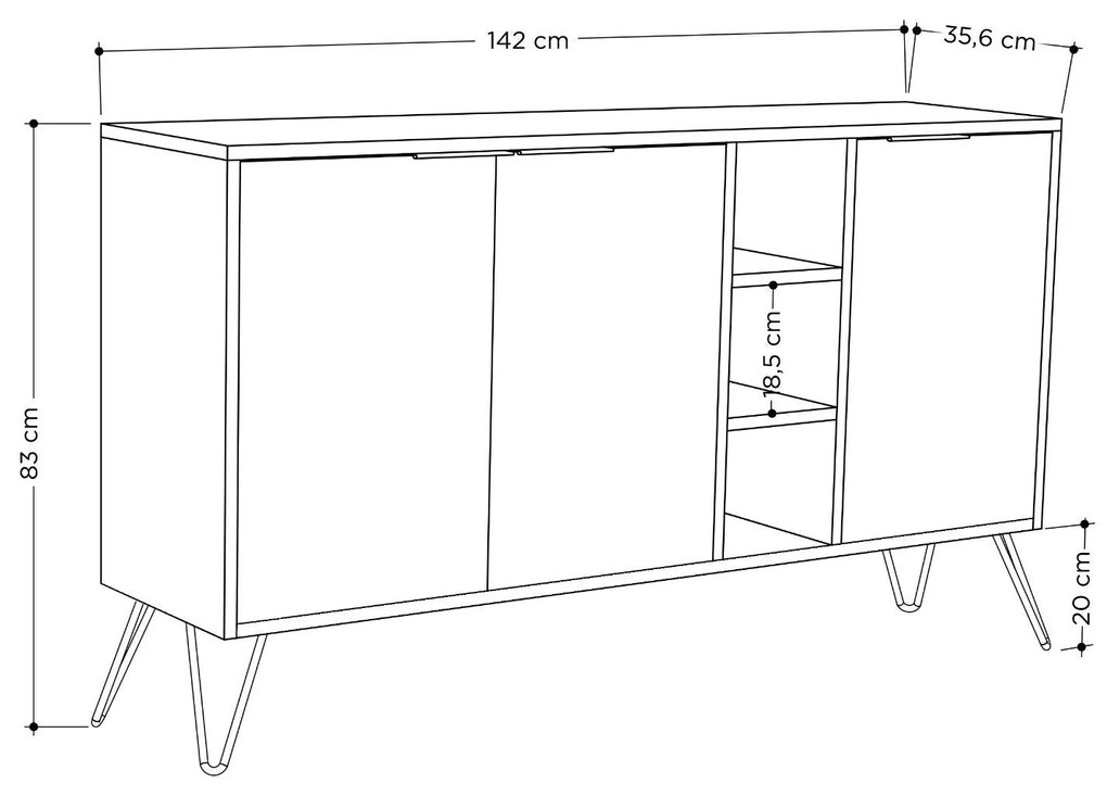 Console Clara – Castanho Escuro – 142 cm x 83 cm x 35,6 cm