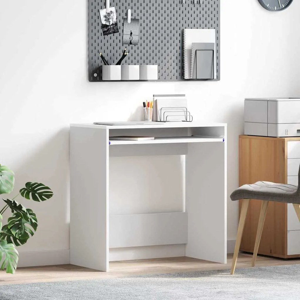 Mesa de Computador Branca Madeira engenheirada Compacta