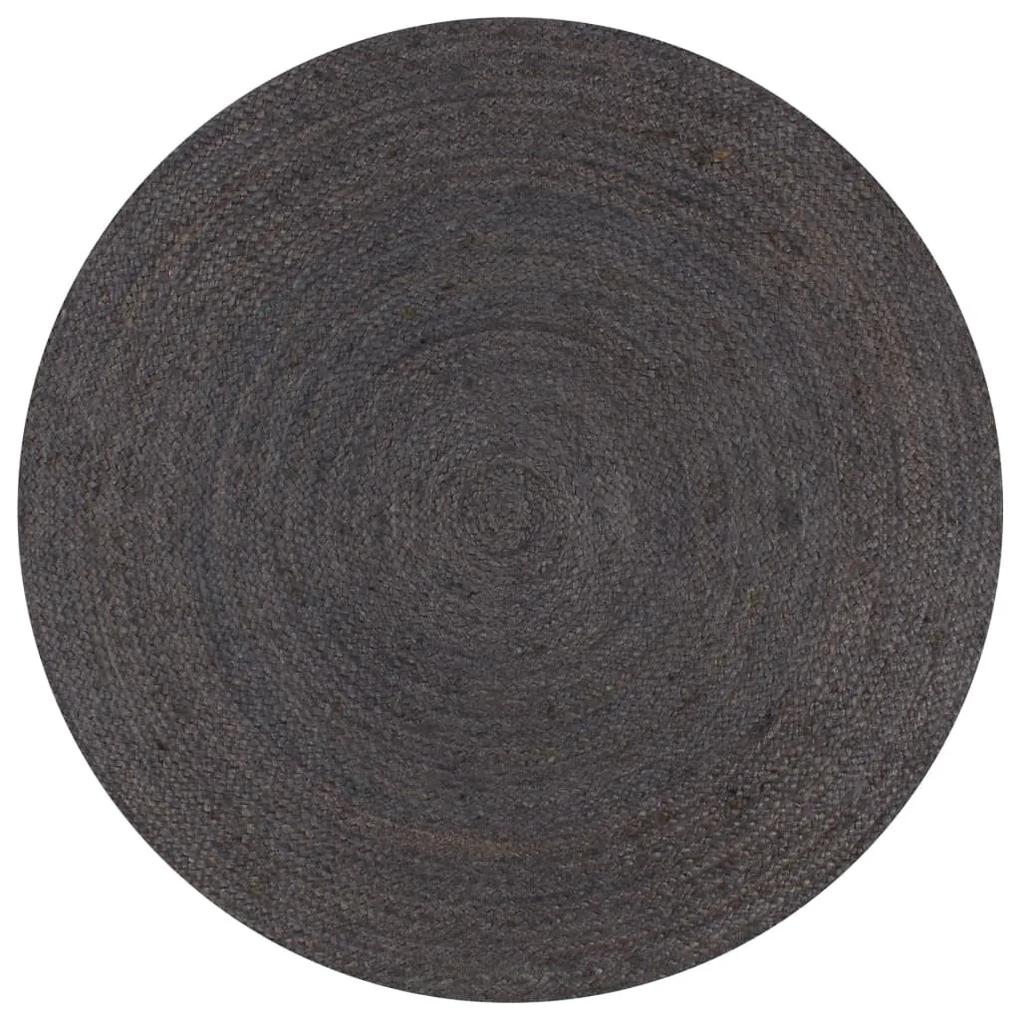 133665 vidaXL Tapete artesanal em juta redondo 90 cm cinzento escuro
