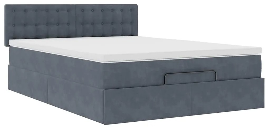 Estrutura de cama otomana com colchão 140x190cm cinzento escuro