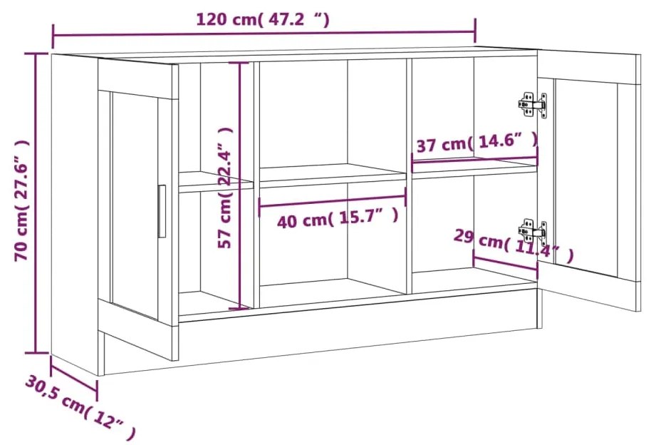 Aparador Real de 120 cm - Nogueira - Design Moderno