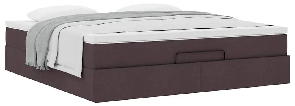 Estrutura de cama otomana com colchão 180x200cm castanho escuro