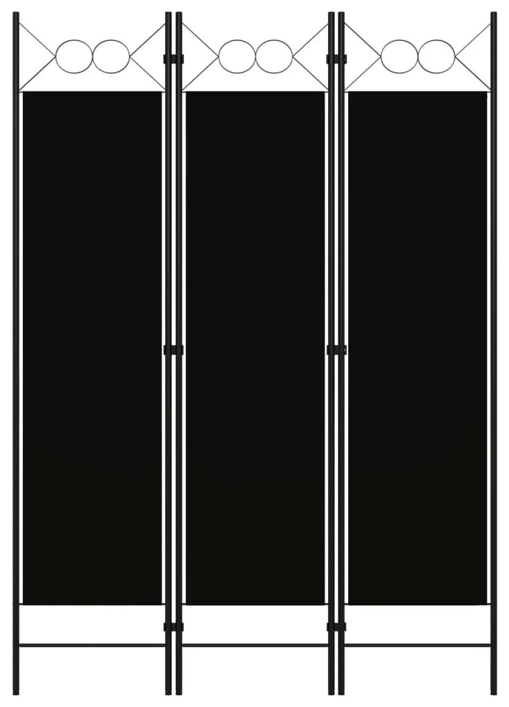 Divisória de quarto com 3 painéis 120x180 cm preto