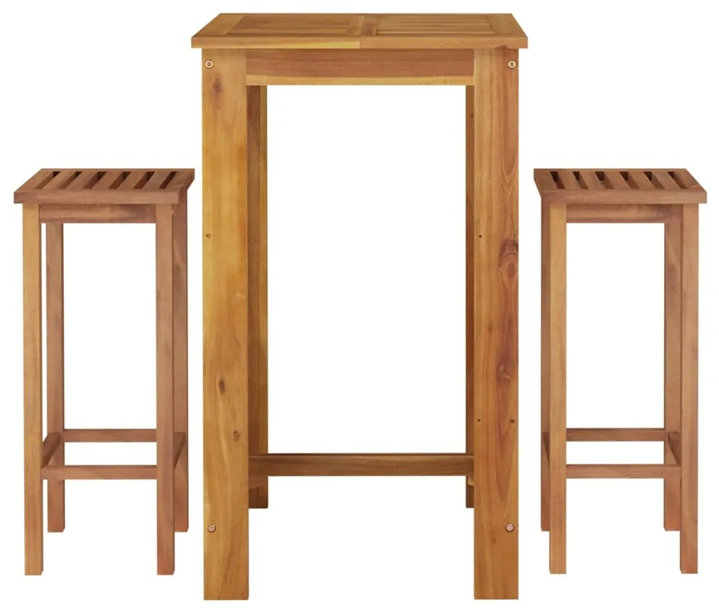 Conjunto de bar para jardim 3 pcs madeira de acácia maciça