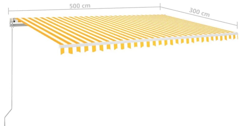 Toldo retrátil manual com LED 500x300 cm amarelo e branco