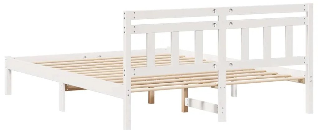 Estrutura da Cama Branco 160 x 200 cm Madeira de pinho maciça