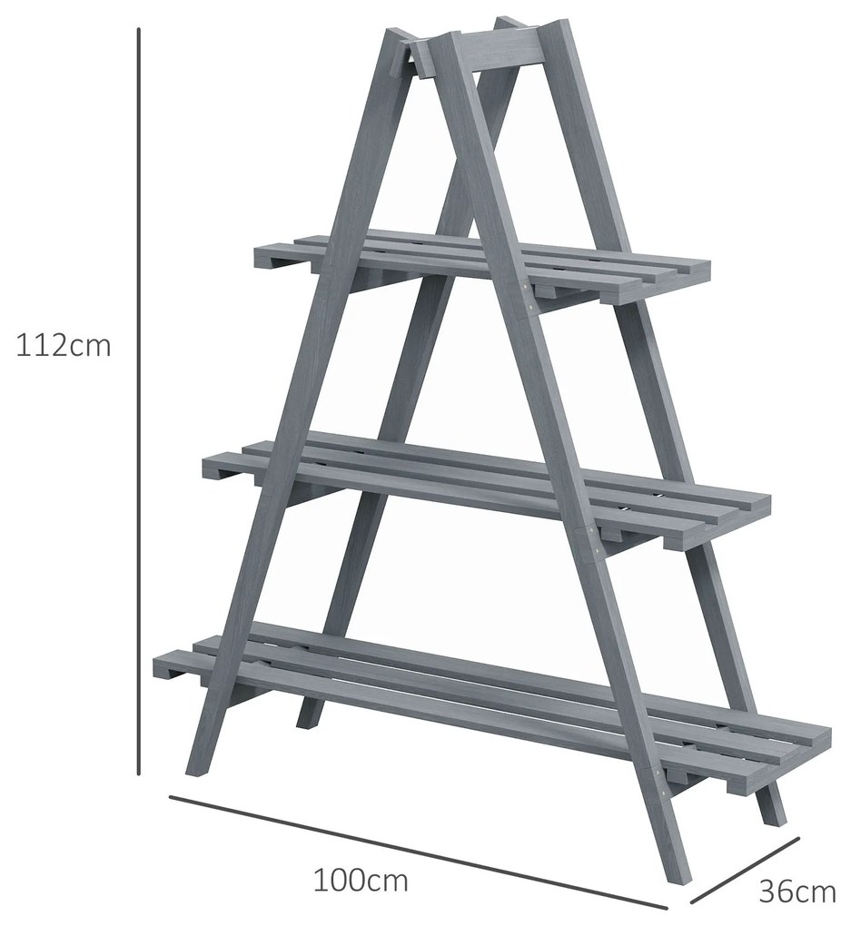 Outsunny Suporte de Madeira para Plantas Dobrável Estante Decorativo p