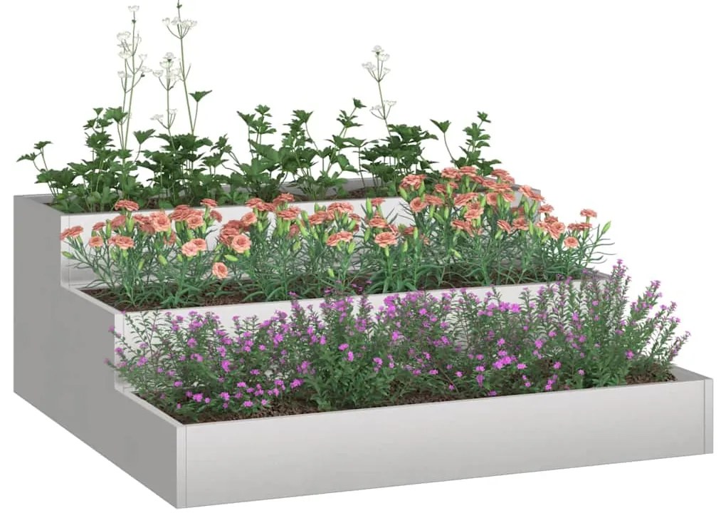 Vaso de Jardim 3 Andares 90x90x35 cm Aço Inoxidável