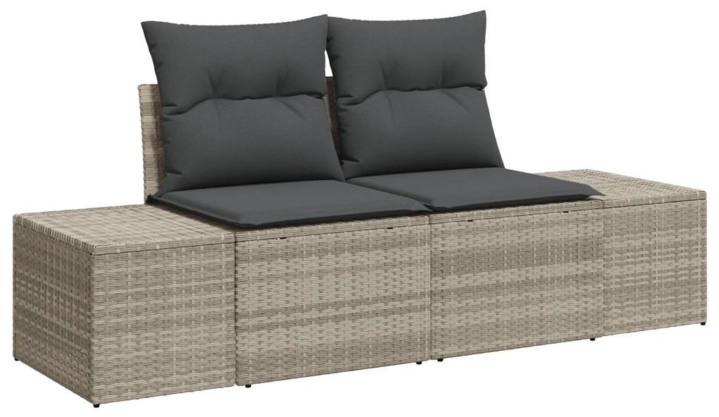 Conjunto de Sofá de Jardim de 7 Peças com Almofadas Cinzento-Claro Vim