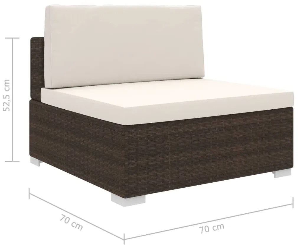 Assento de centro seccional c/ almofadões 1 pc vime PE castanho
