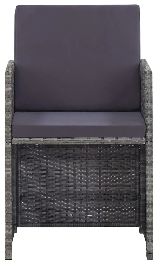 13 pcs conjunto jantar exterior vime e madeira acácia antracite