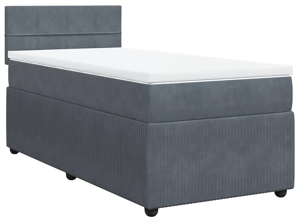 Cama com molas/colchão 90x200 cm veludo cinza-escuro