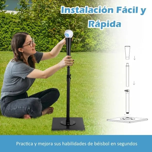 Tee para Beisebol Tee de Softball Ajustável em Altura de 63,5 a 91,5 cm com Base Preta