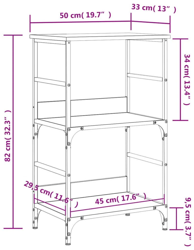 Estante 50x33x82 cm derivados de madeira cinzento sonoma