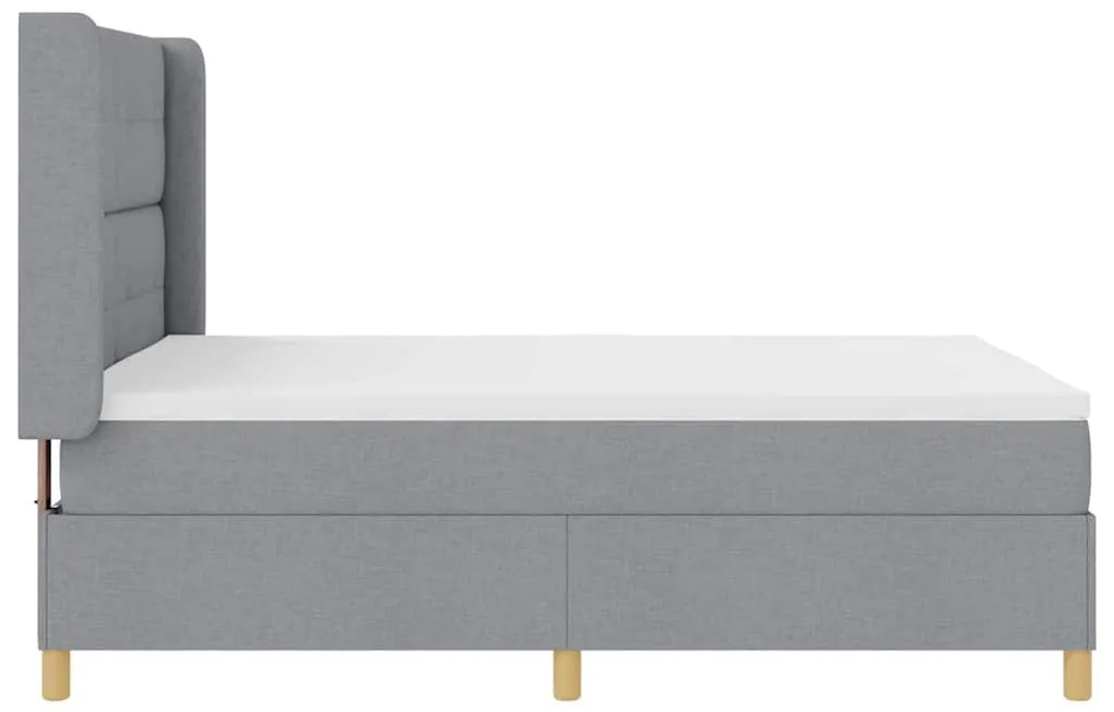 Cama Box com Colchão e Luz LED Cinza Claro 140x200 cm Tecido