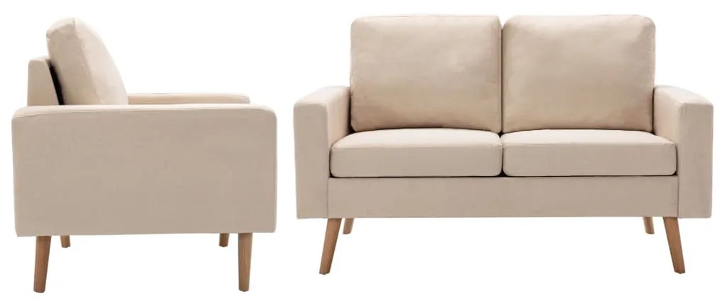 3056617 vidaXL 2 pcs conjunto de sofás tecido cor creme