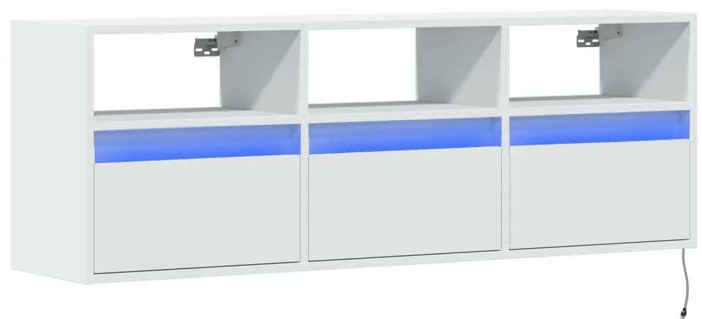 Móvel de parede para TV com luzes LED 130x31x45 cm branco