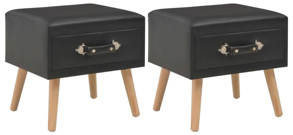 Mesas-de-cabeceira 2 pcs 40x35x40 cm couro artificial preto