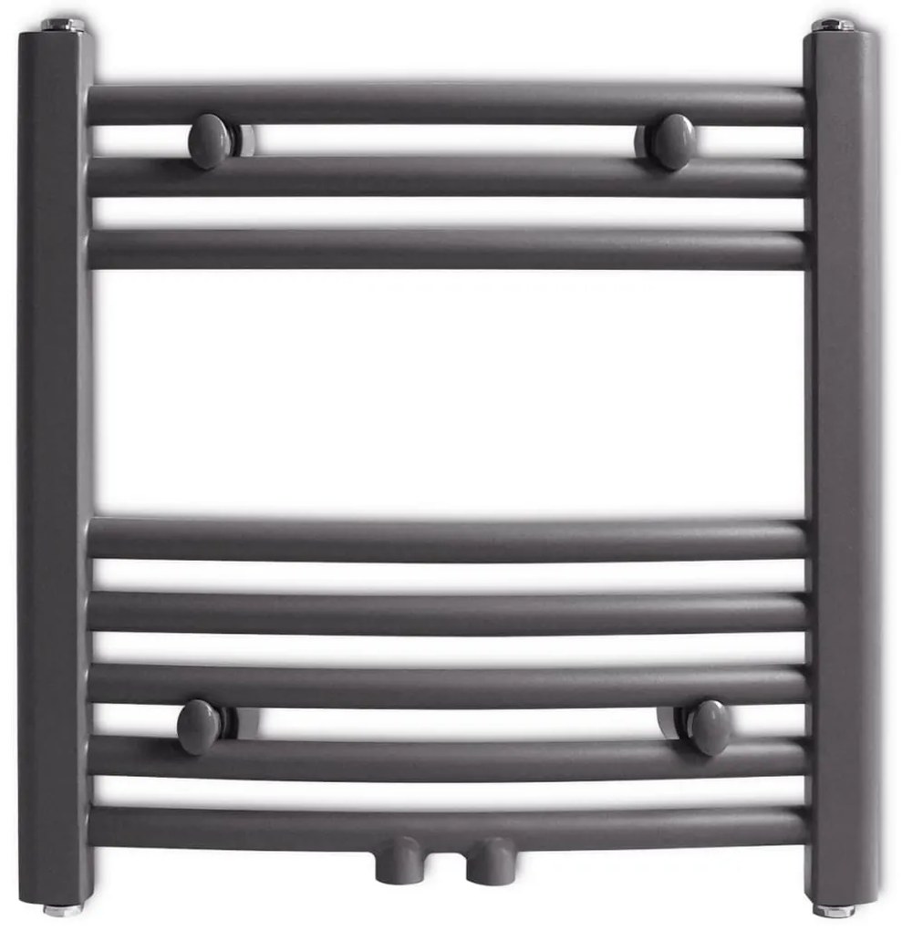 Aquecedor toalhas casa de banho curvo 480 x 480 mm cinzento