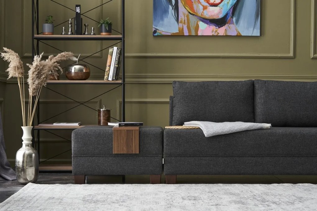 Sofá-cama de canto Fly – Antracite – 210 x 280 cm