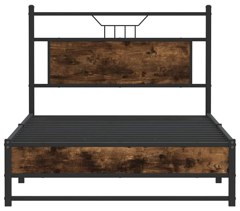 Estrutura de cama sem colchão 107x203 cm carvalho fumado