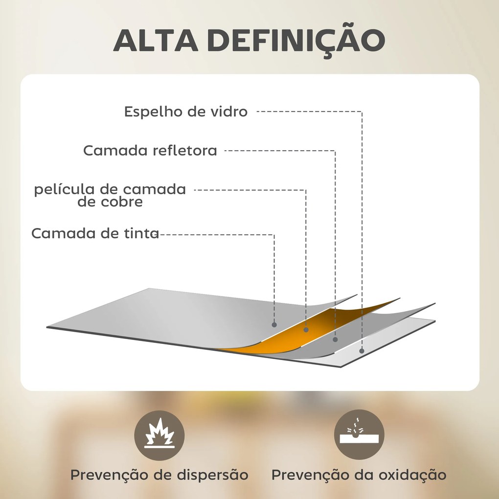 Espelho de Casa de Banho 70x90 cm Espelho de Parede Decorativo para Sala Entrada Corredor Horizontal ou Vertical Preto