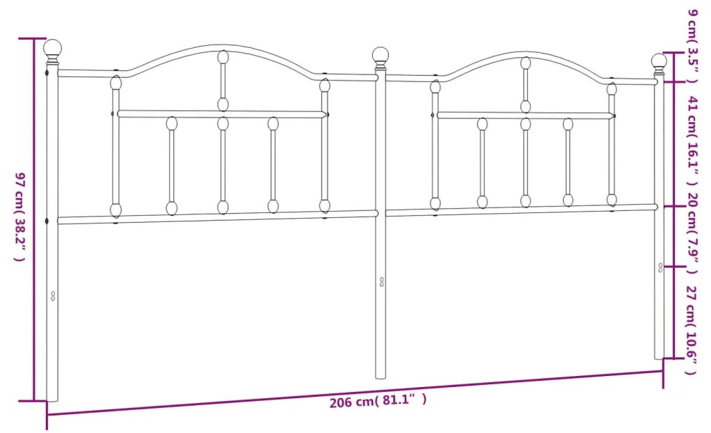 Cabeceira de cama 200 cm metal branco