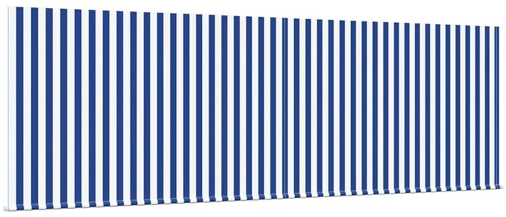 Toldo Retrátil Manual Listras Azuis e Brancas 400 × 300 cm
