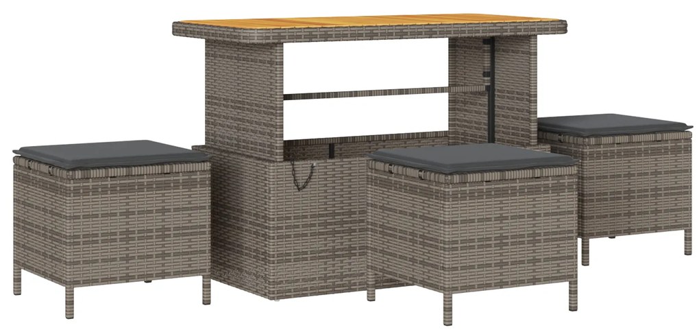 Conjunto de Sofá de Jardim vidaXL com Almofadas em Rattan Poliéster Ci