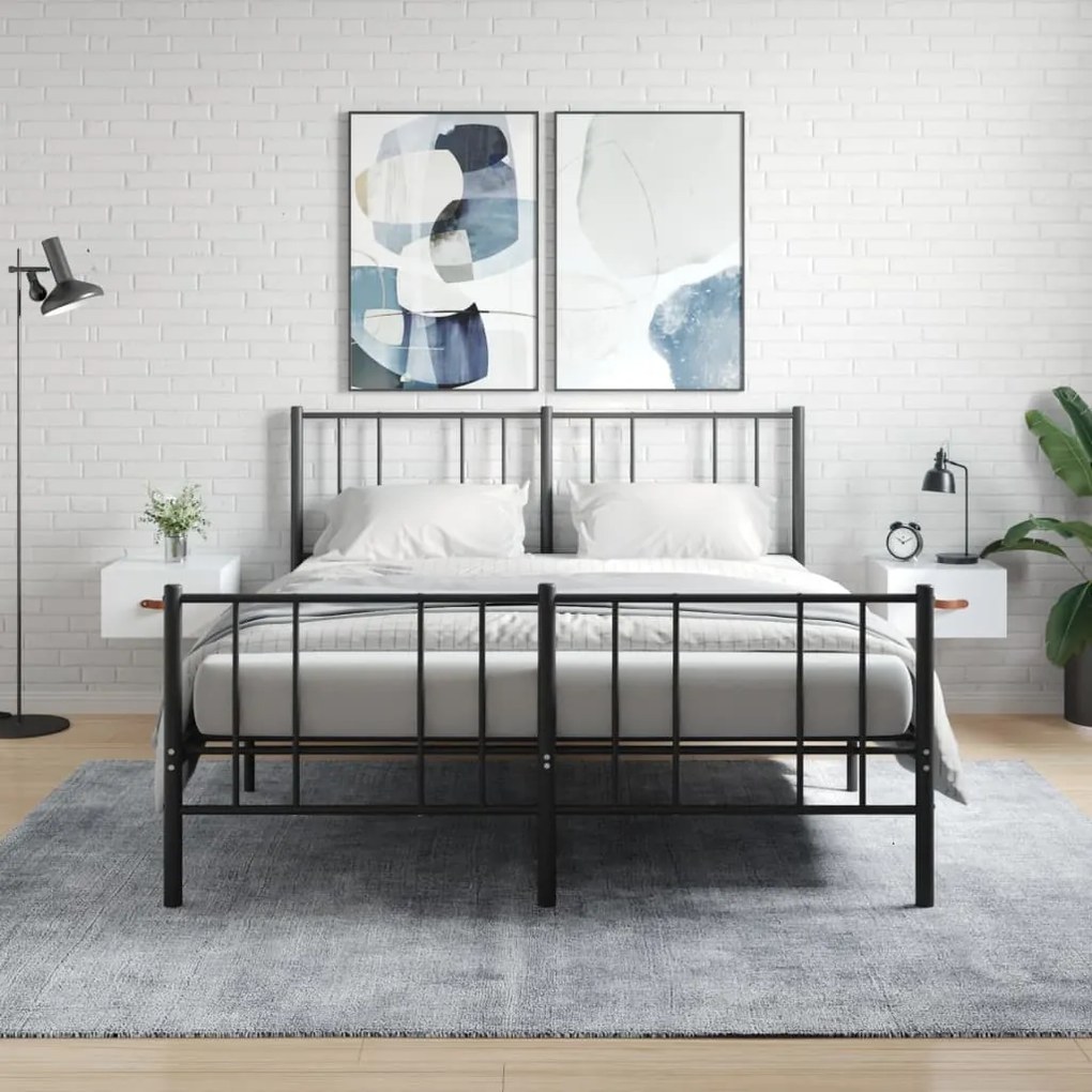 vidaXL Mesas de cabeceira parede 2 pcs 35x35x20 cm branco brilhante