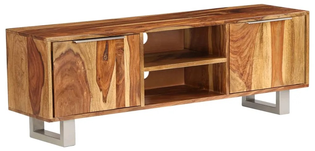 Móvel TV madeira acácia maciça c/ acabamento mel 118x30x40 cm