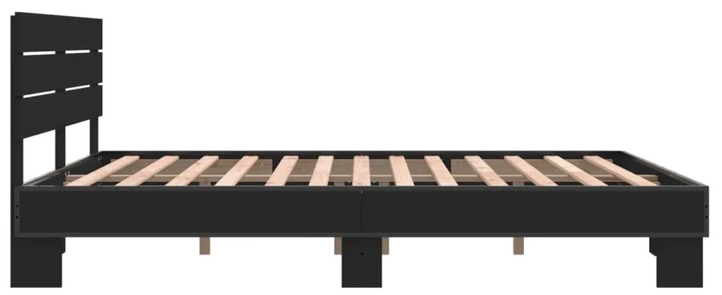 Estrutura de cama 160x200 cm derivados de madeira/metal preto