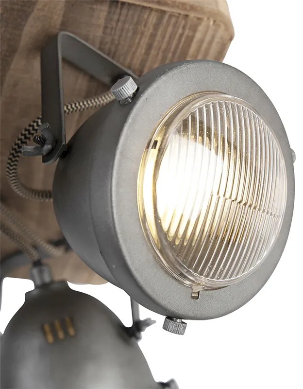 LED Candeeiro de teto inteligente em aço com madeira incl. 4 GU10 WiFi - Emado Industrial