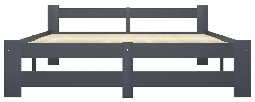 Estrutura de cama 140x200 cm pinho maciço cinzento-escuro