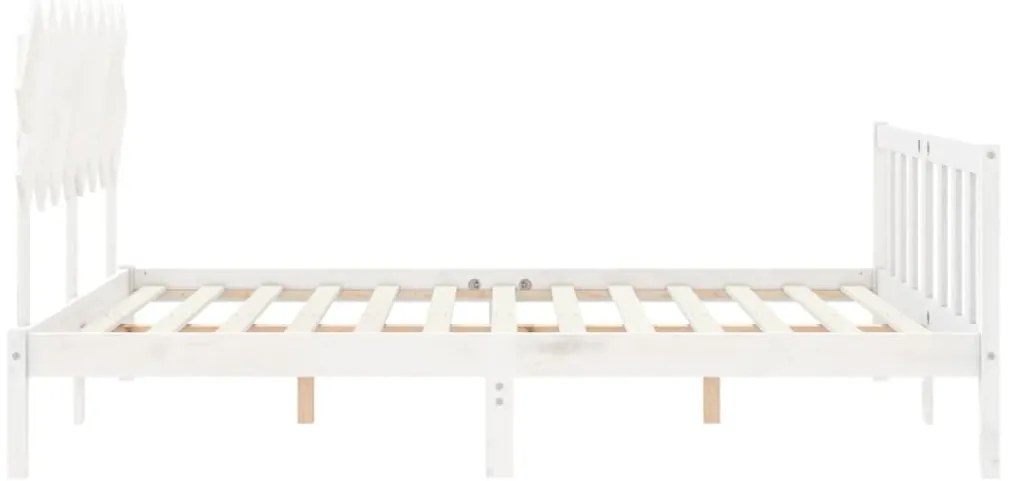 Cama sem colchão 160x200 cm madeira de pinho maciça branco