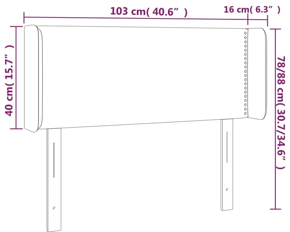 Cabeceira de cama c/ abas tecido 103x16x78/88 cm preto