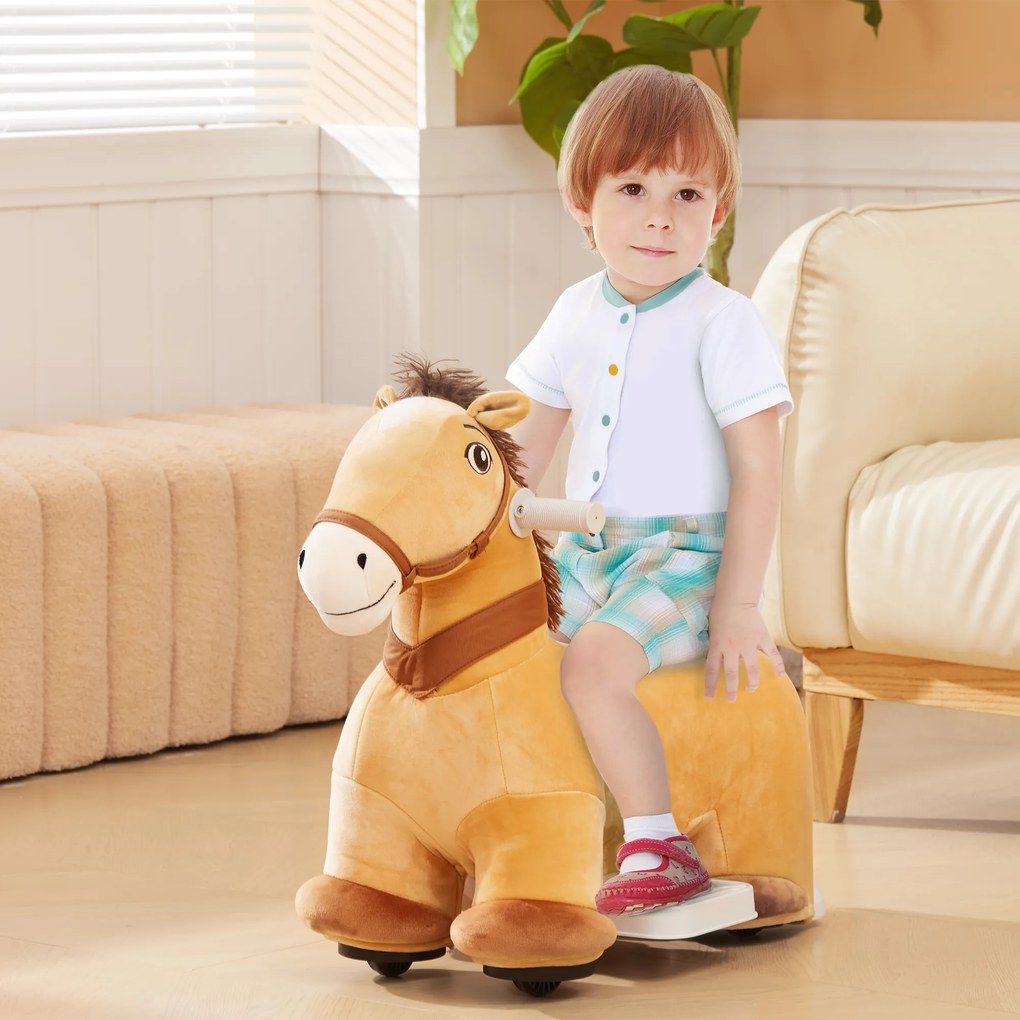 Cavalo Elétrico para Crianças de 18 a 36 Meses Cavalo de Brincar Elétrico com Bateria 6V e Música 69x34x53 cm Castanho