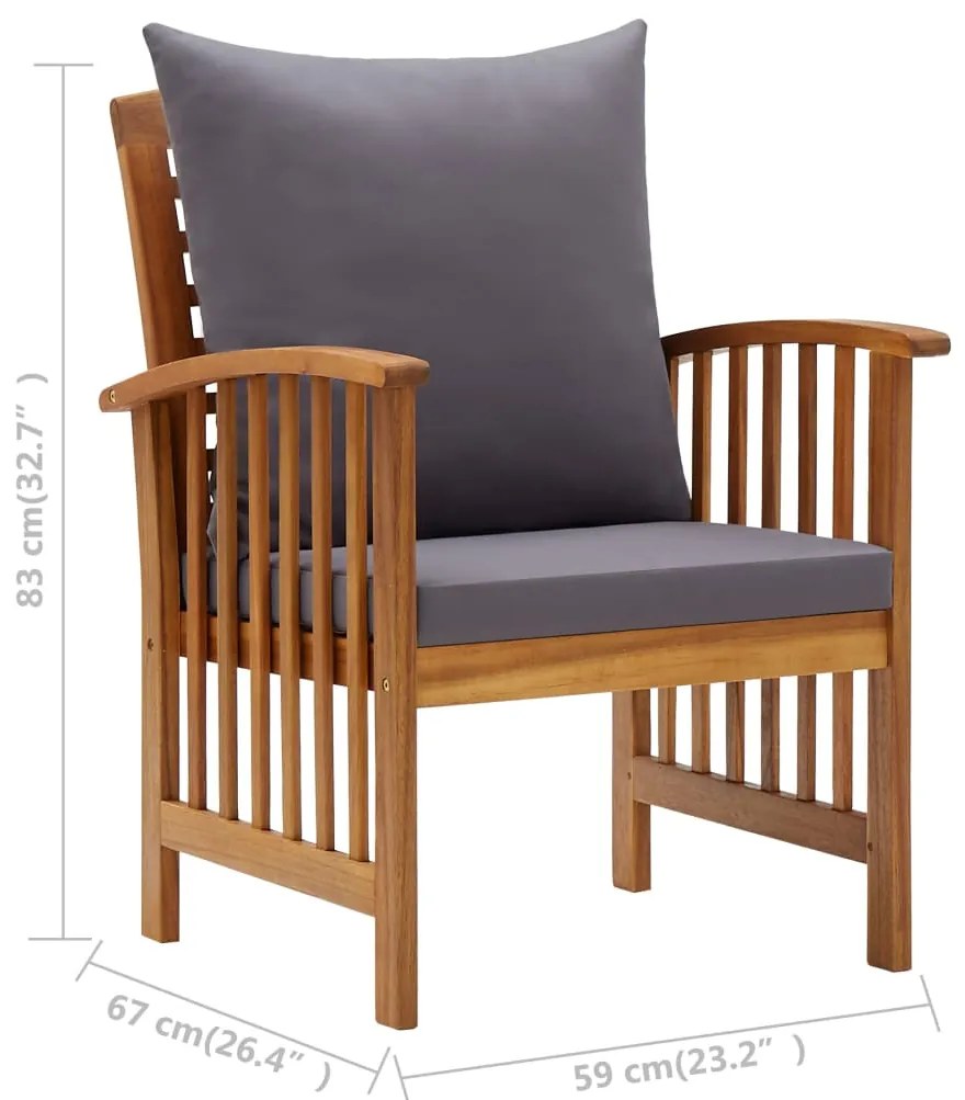 5 pcs conjunto lounge de jardim com almofadões acácia maciça